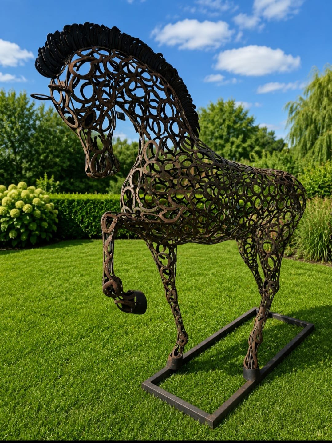 Sculpture en fer représentant un cheval