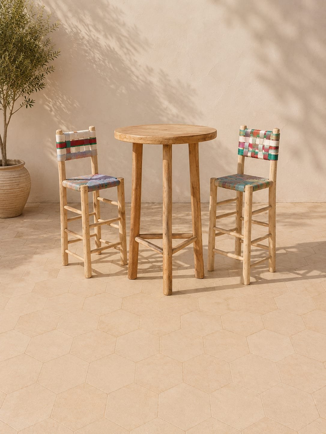 Tabourets artisanaux tressés
