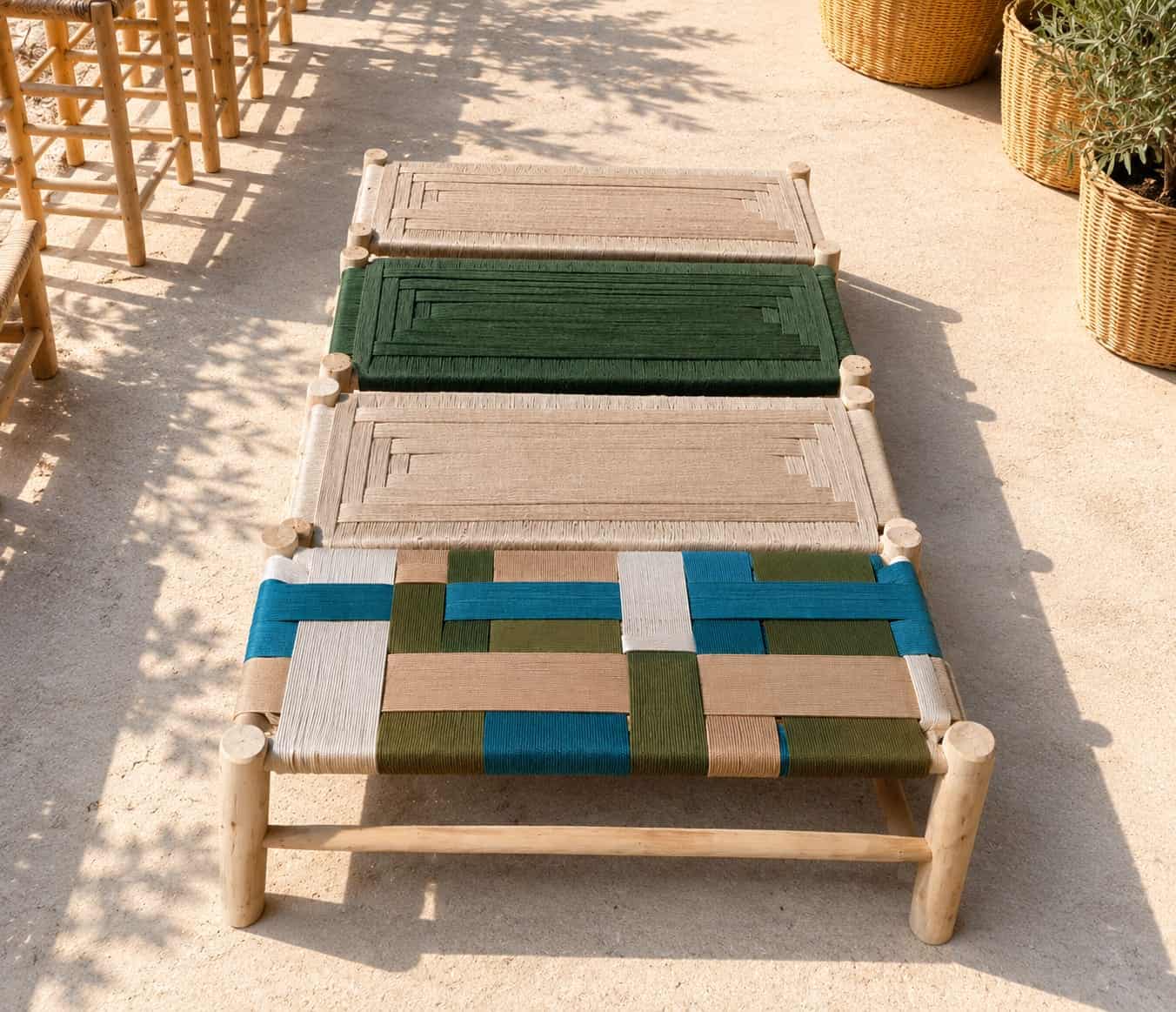 Ensemble bancs tressés multicolores outdoor ZMN HOME