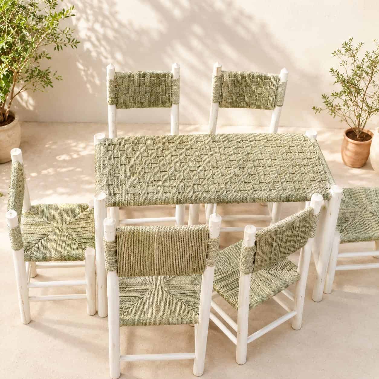 Table et Chaises tressées artisanales ZMN HOME