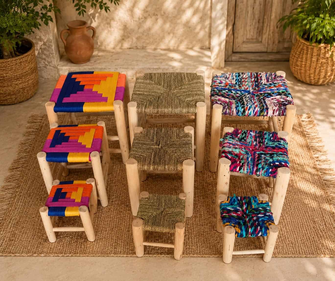 Tabourets tressés artisanaux ZMN HOME