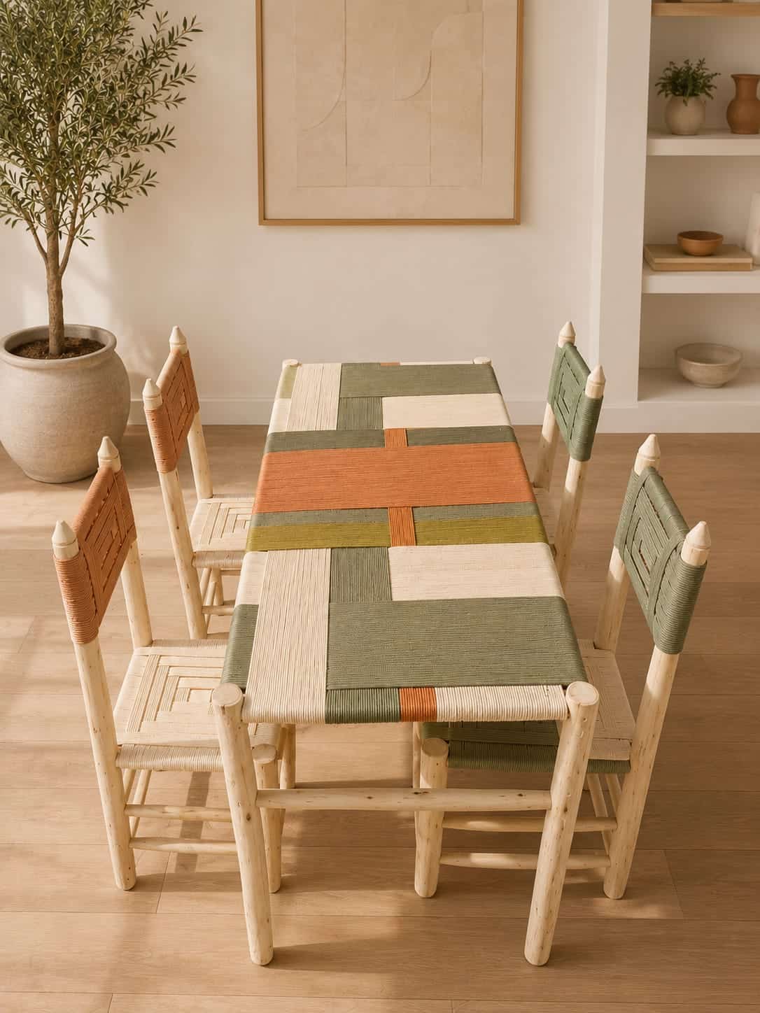Table et chaises artisanales pour salle à manger ZMN HOME