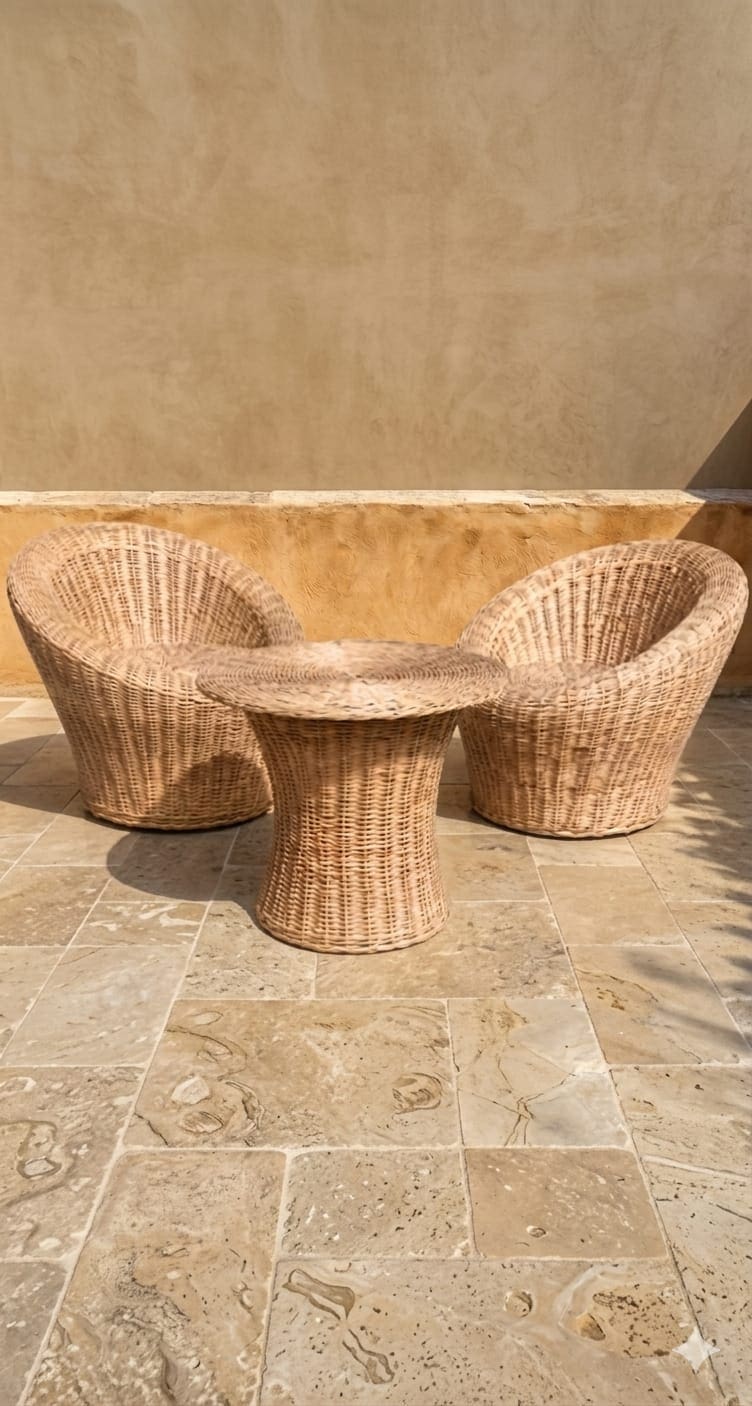 Salon artisanal en osier pour patio ou terasse ZMN HOME